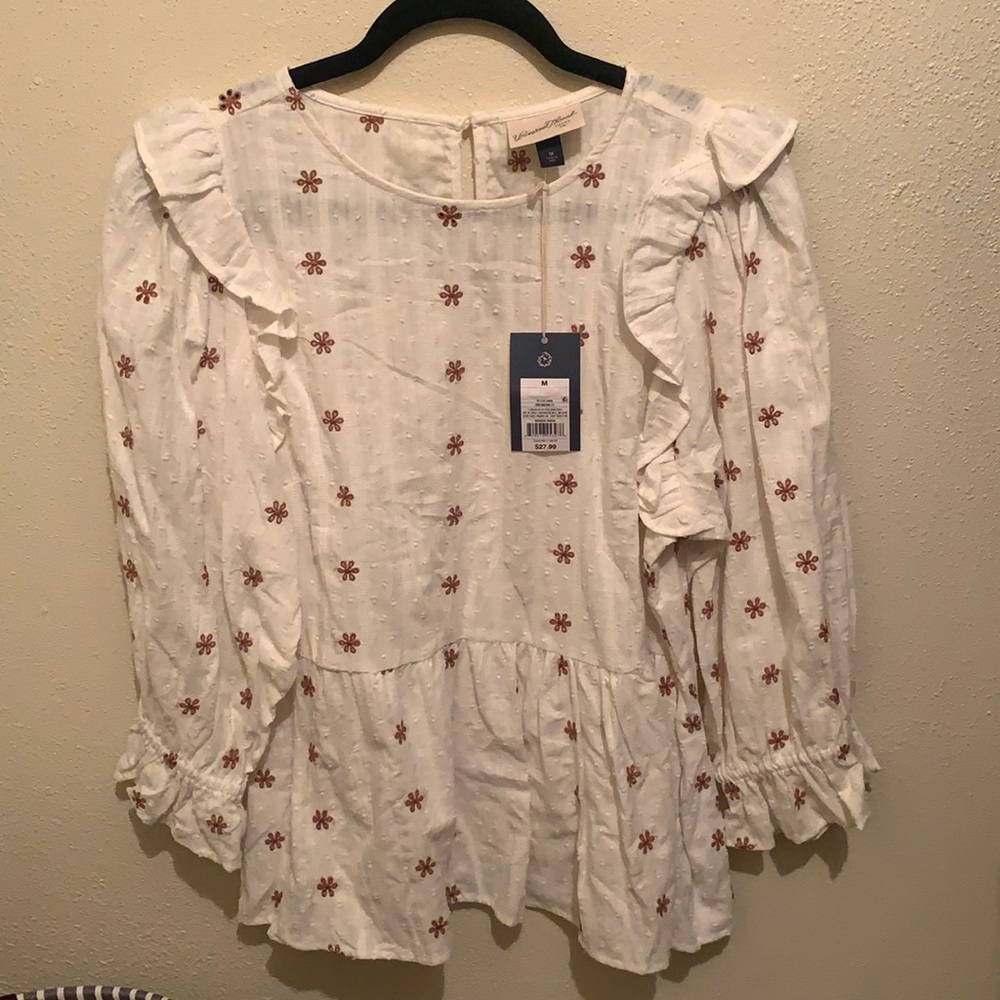 Embroidered Peplum Top